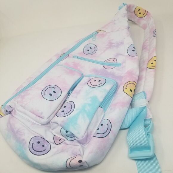 Cute Pastel Smiley Face Sling Backpack. - Picture 1 of 11